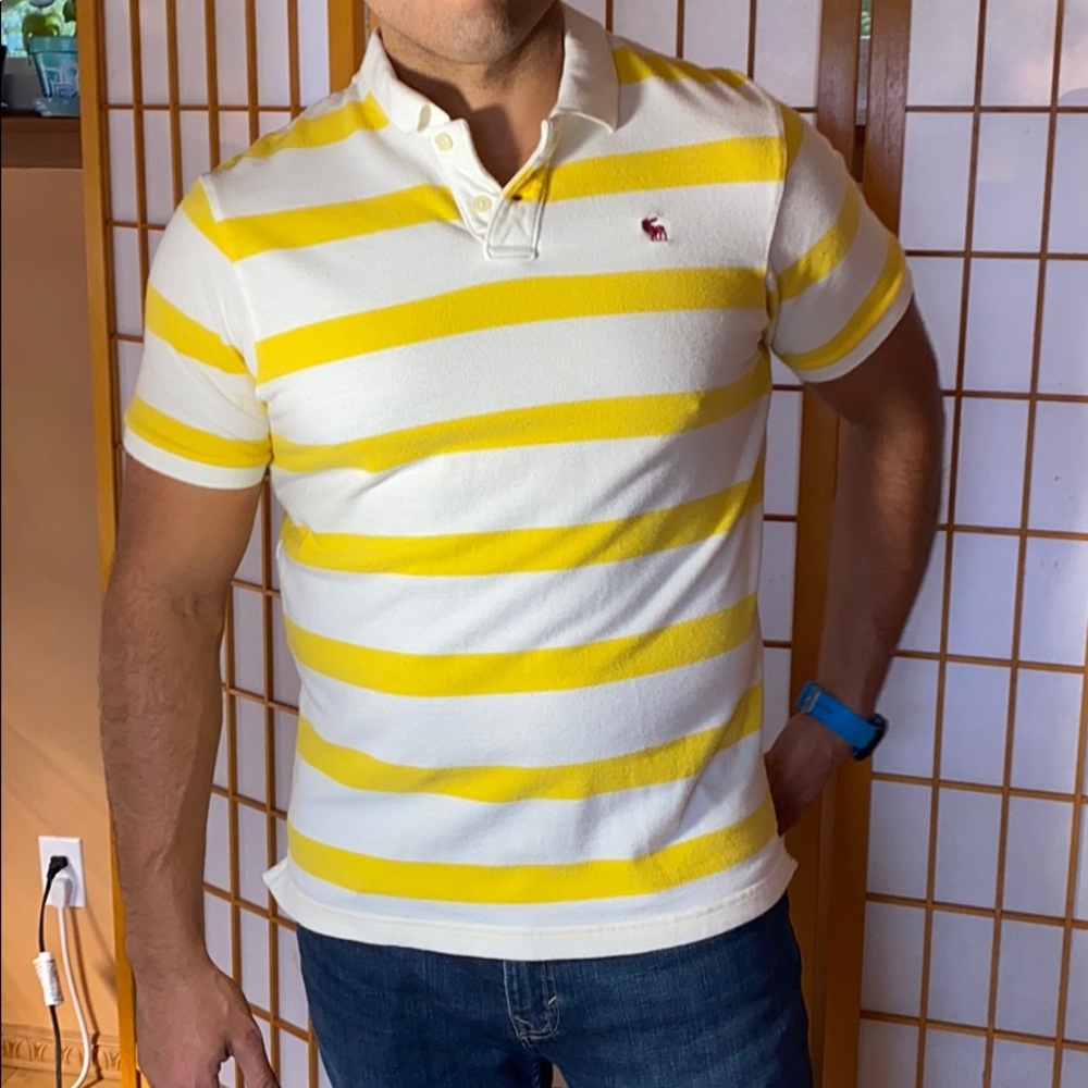 white and yellow striped polo men XL